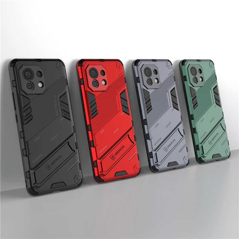 Fashion Holder Case For Xiaomi Mi 11 Cover For Mi 11 Punk PC Hard Kickstand Shockproof Back Cover For Mi 11 10T Pro Lite Fundas