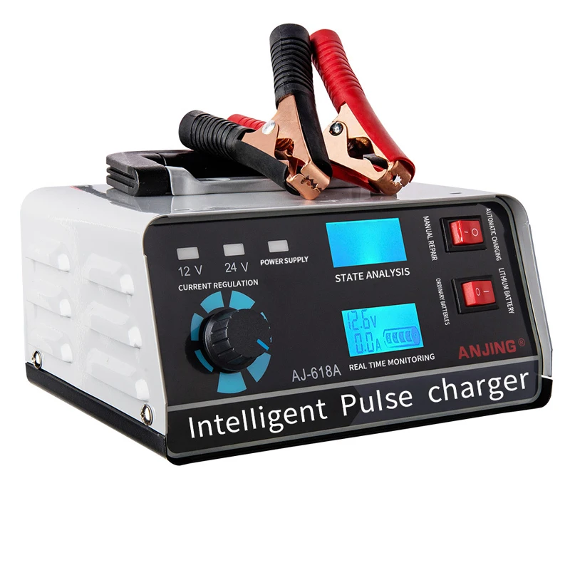 ANJING AJ-618A 12V 24V Car Battery Charger 400W AC 130V-250V Power Smart Intelligent Pulse Repair Fast Charging Winter Automatic