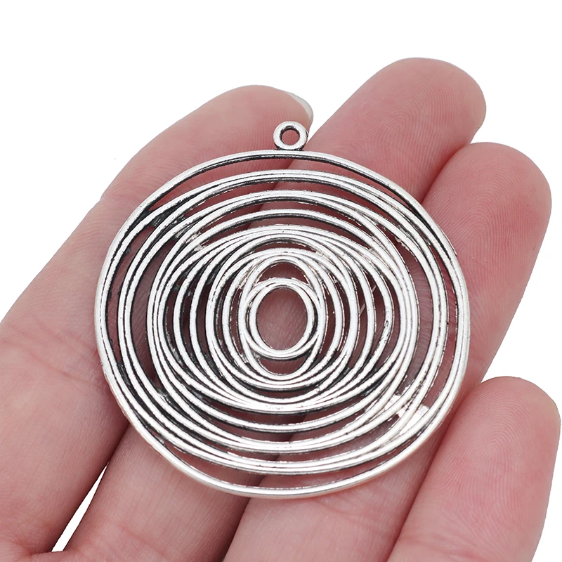 10pcs Antique Silver Large Open Swirl Spiral Vortex Charms Pendants For DIY Necklace Jewelry Making Findings