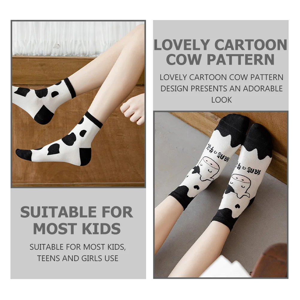 

2 пары хлопковых носков с изображением коровы, дышащие удобные спортивные носки до щиколотки с героями мультфильмов, милые носки для девочек-подростков, весна, лето, осень