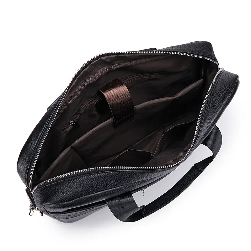 Bolso de cuero de gran capacidad para hombre, bolso de hombro con asa, bolsos exteriores con múltiples, para ir al trabajo