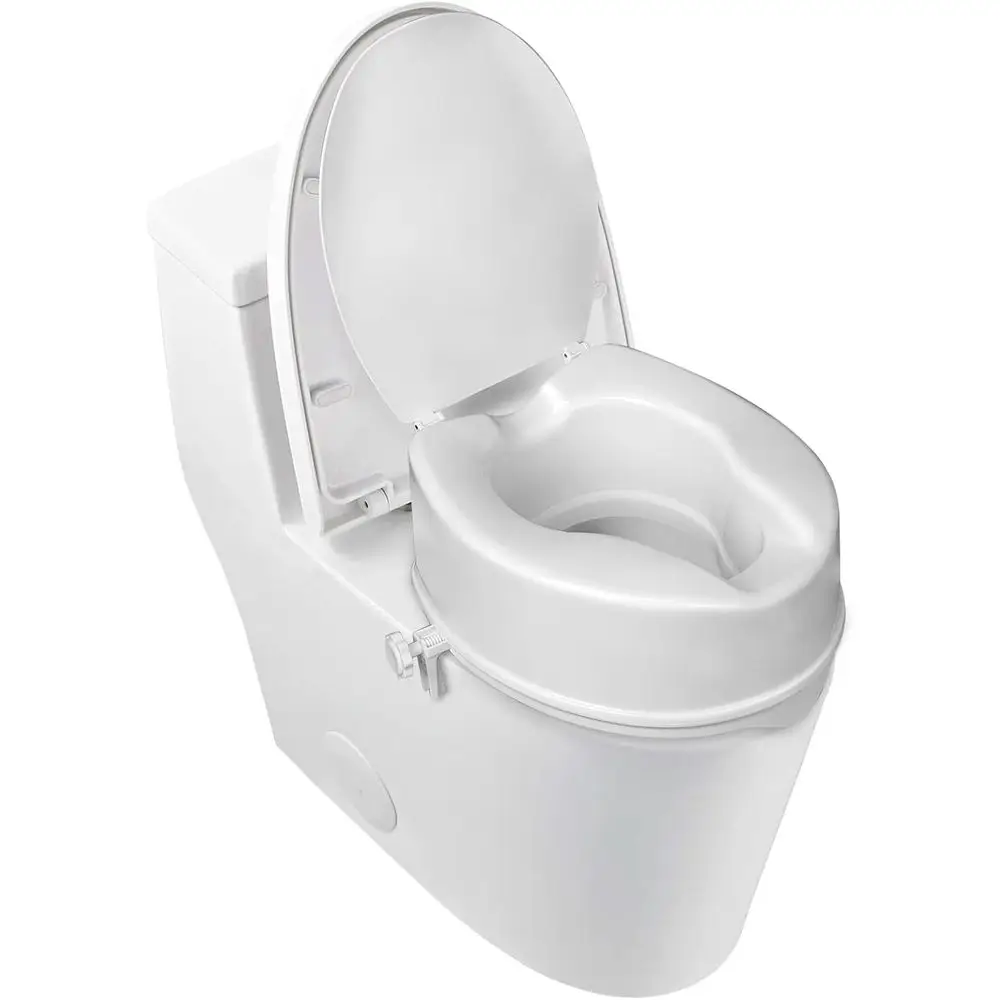 

Elevated Toilet Seat with Lid for Seniors, 6 Tall, Round or Elongated Options, Toilet Seat Riser with Cover