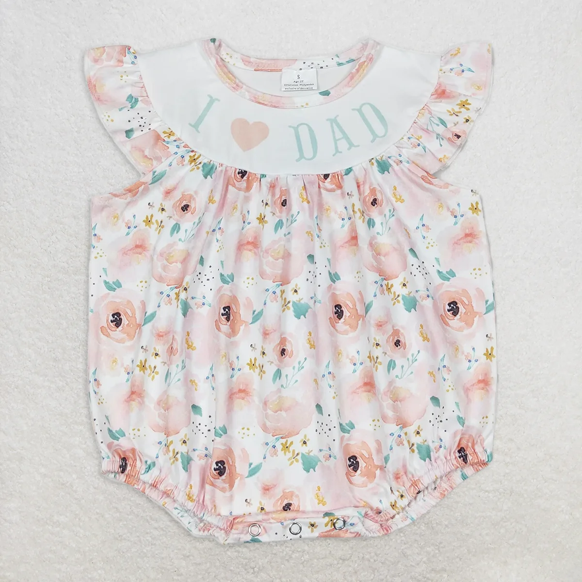 

Baby Girls Floral Romper 'I Love Dad' Ruffle Sleeveless Summer Outfit Little Girls' Clothing Summer Collection