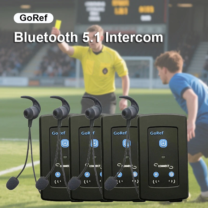 

GoRef Football Referee Intercom Headset 1200M Full Duplex Bluetooth 5.1 Soccer Interphone Referee Wireless Communicator
