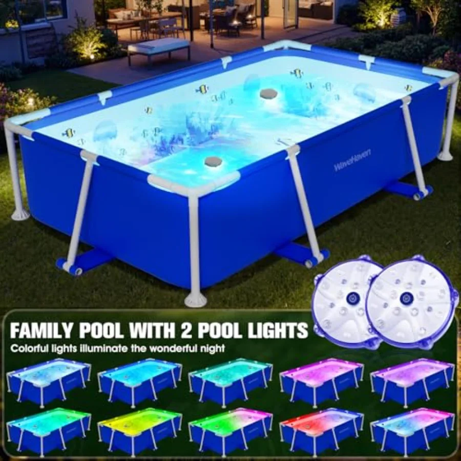 Above Ground Pool for Backyard Use Steel Frame with Blue Liner Easy-Set Assembly 7ft x 48in x 24in Rectangular Deep Swimming Po