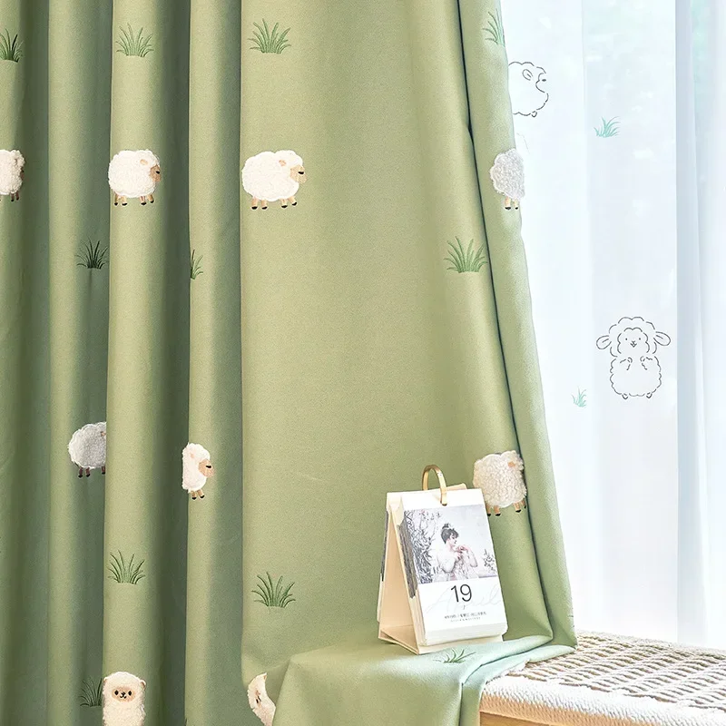 

Cartoon Animal Cute Cotton Linen Curtain Tulle for Children's Room Living Room Balcony Blackout Solid Color Decorat High-quality