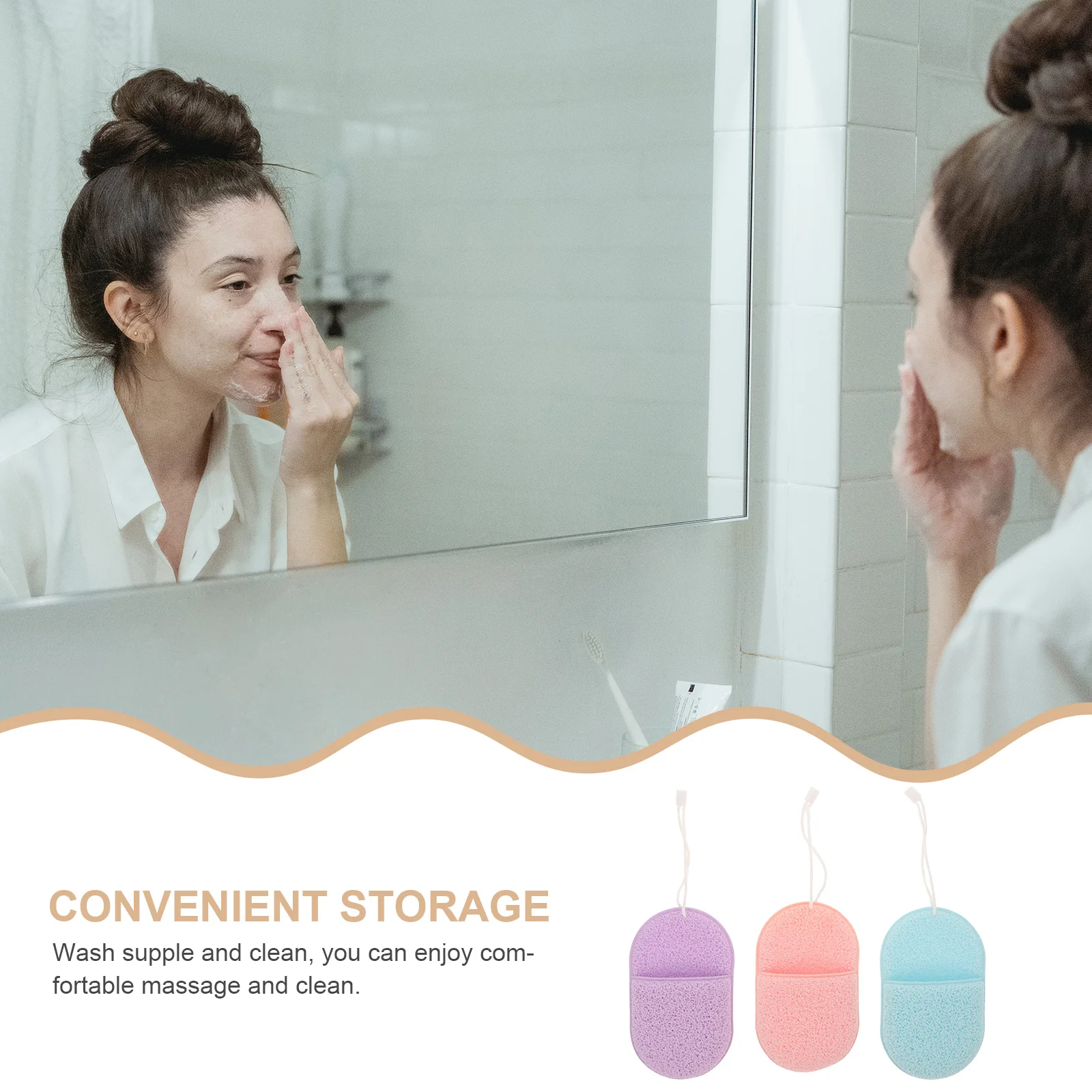 

3 Pcs Facial Cleanser Pads Cleansing Sponges for Face Cleaning Exfoliating Wipe