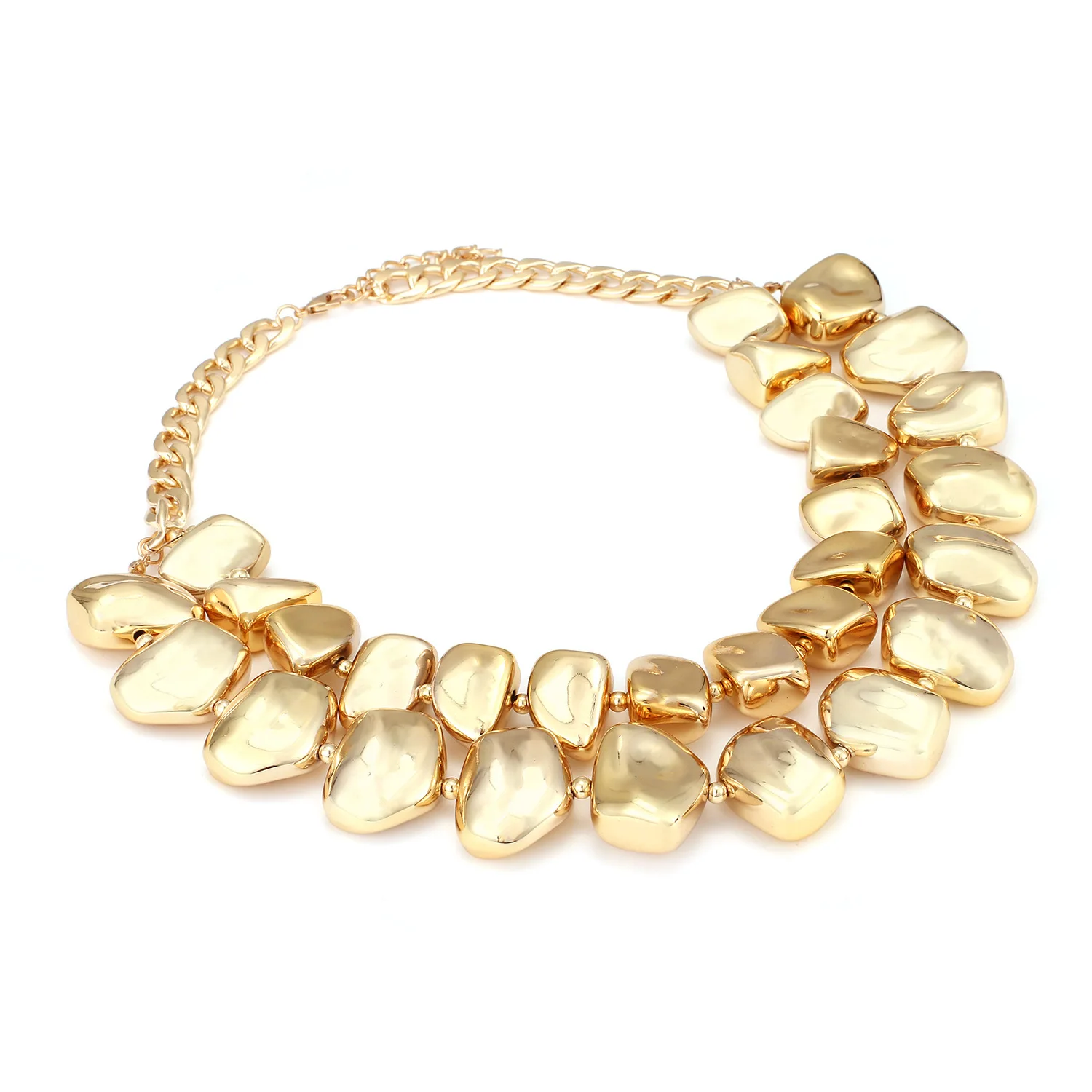 2026 Sommer Neue Gold CCB Perlen-Choker-Halsketten für Damen – Unregelmäßiger, klobiger geometrischer Statement-Schmuck als Halsaccessoires – Detail 5