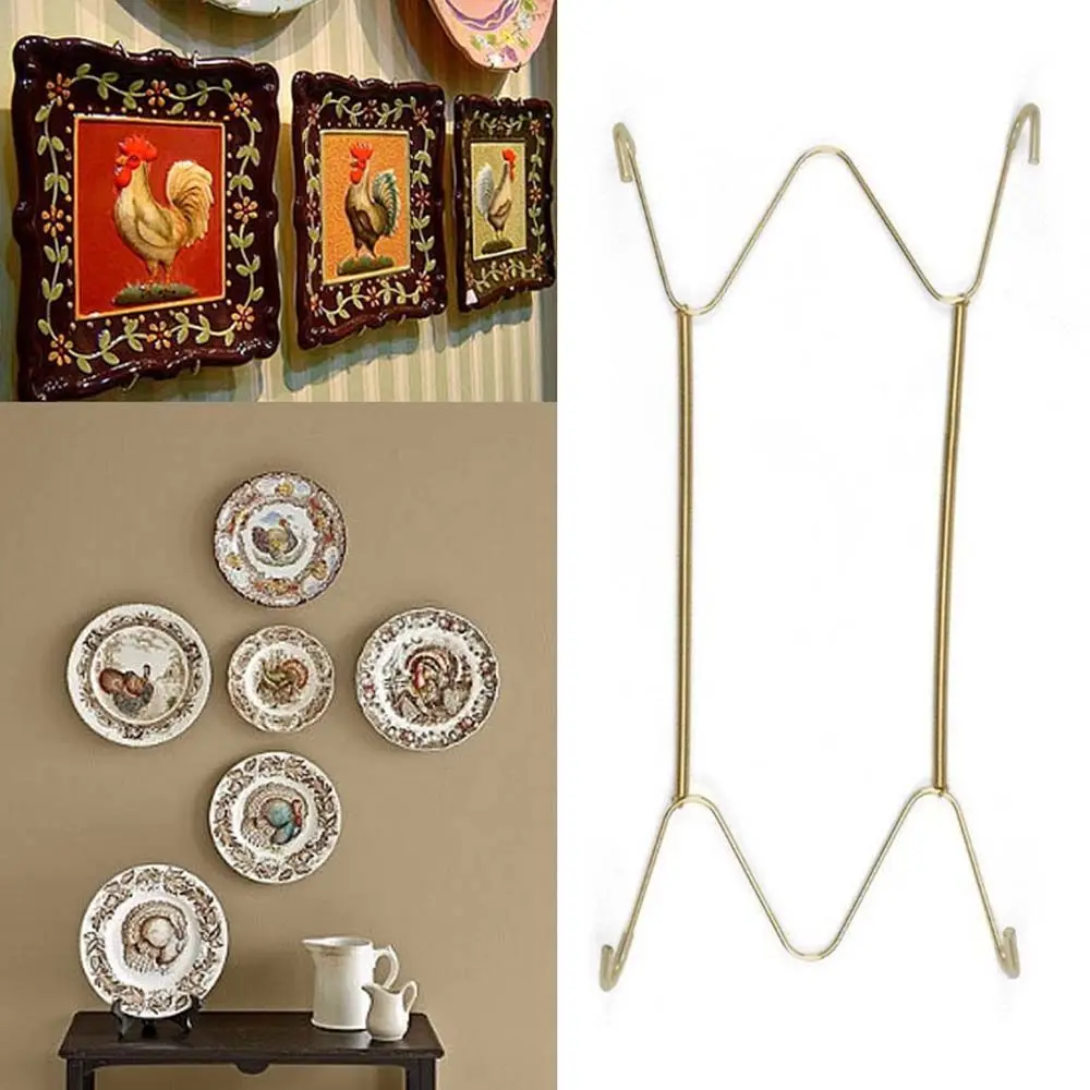 

W Type Golden Home Decor Dish Fixed Wall Display Dish Spring Holder Decoration Crafts Plate Dish Hanger Securing clip