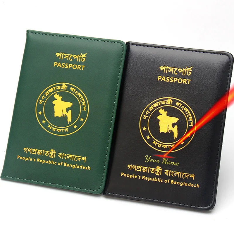 

Custom Name Bangladesh Passport Covers Fashion Simple Thin Travel Wallet Passport Holder Case for Passport
