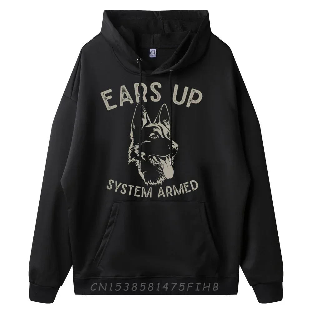Ears Up System Armed Dog Lover Animal German Shepherd Camisas Basicas Hombre Shirts For Men