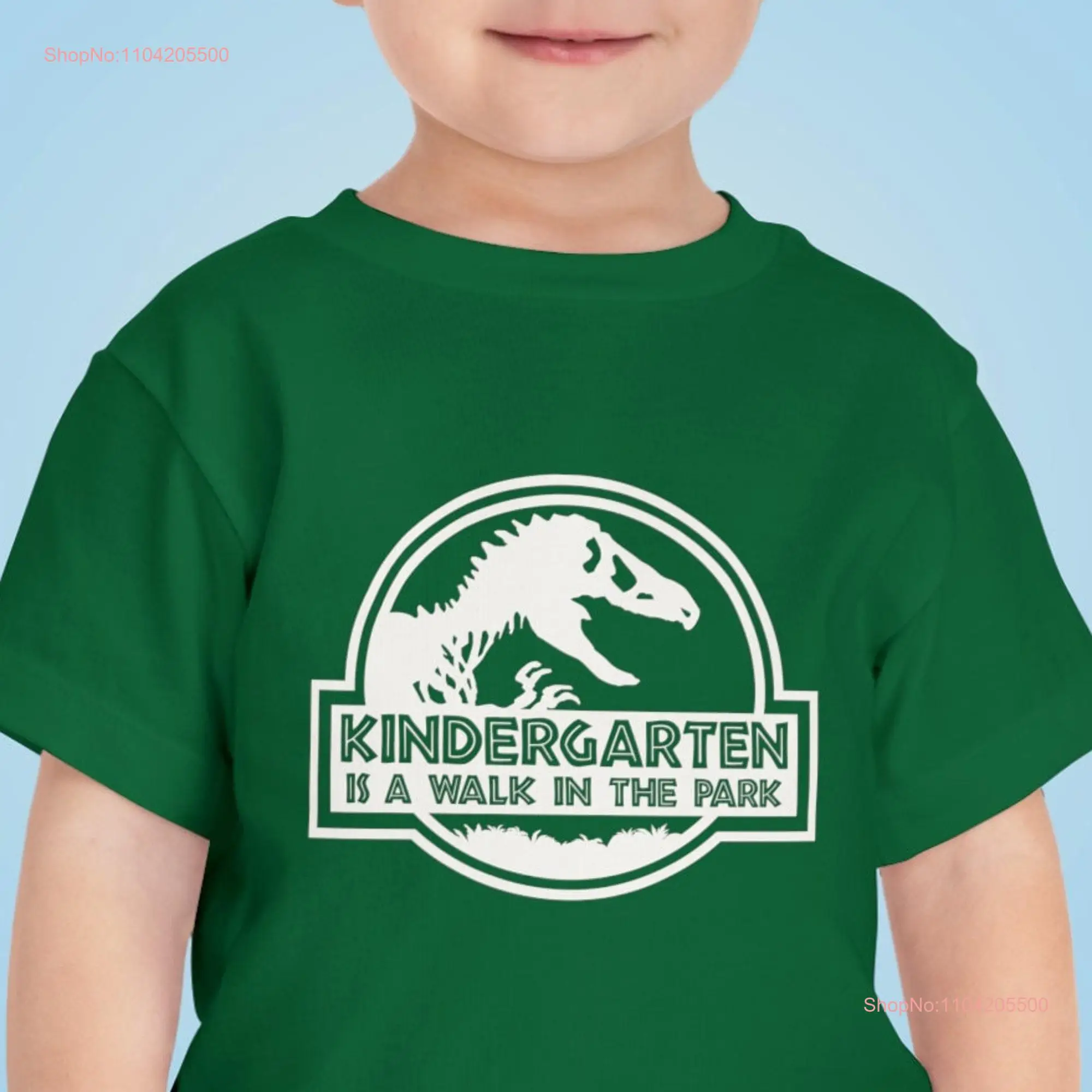 Kindergarten Is A Walk In The Park T Shirt Back To School 1St Day Of First Dinasour long or short sleeves