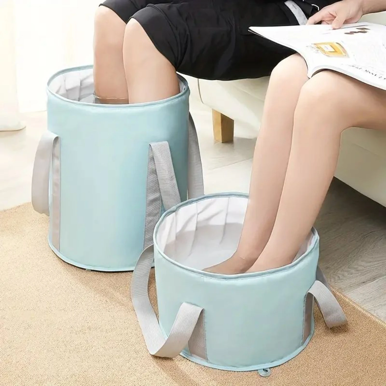 Convenient, Portable and Collapsible Foot Bath - Compact and Easy to Carry Around - Ideal for Soothing Tired Feet on the Go duri