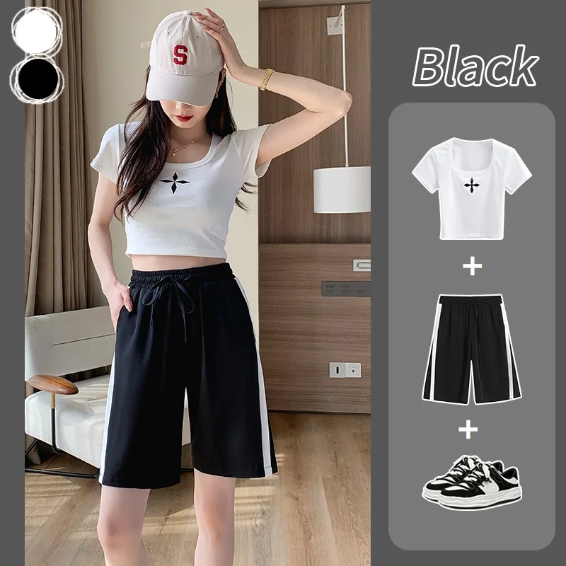 Shorts Women\'s Cycling Summer Shorts High Waist Patchwork Shorts Oversize Casual Basic Short Pants Korean Fashion CI CHENG