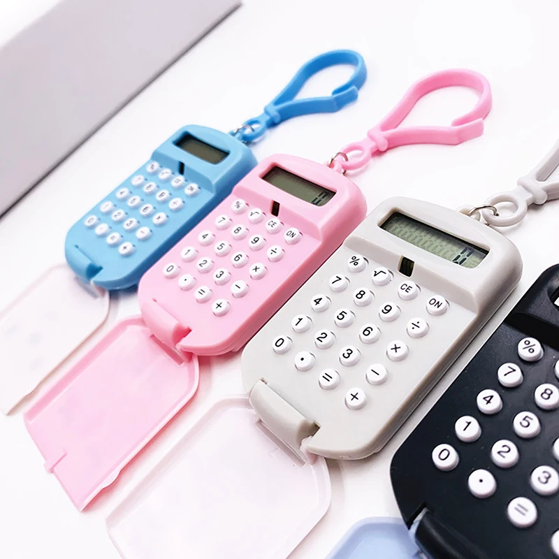 Portable Creative Mini Calculator Keychain Cartoon Cute Calculator Office Supplies Kawaii Mini Calculator School Supplies