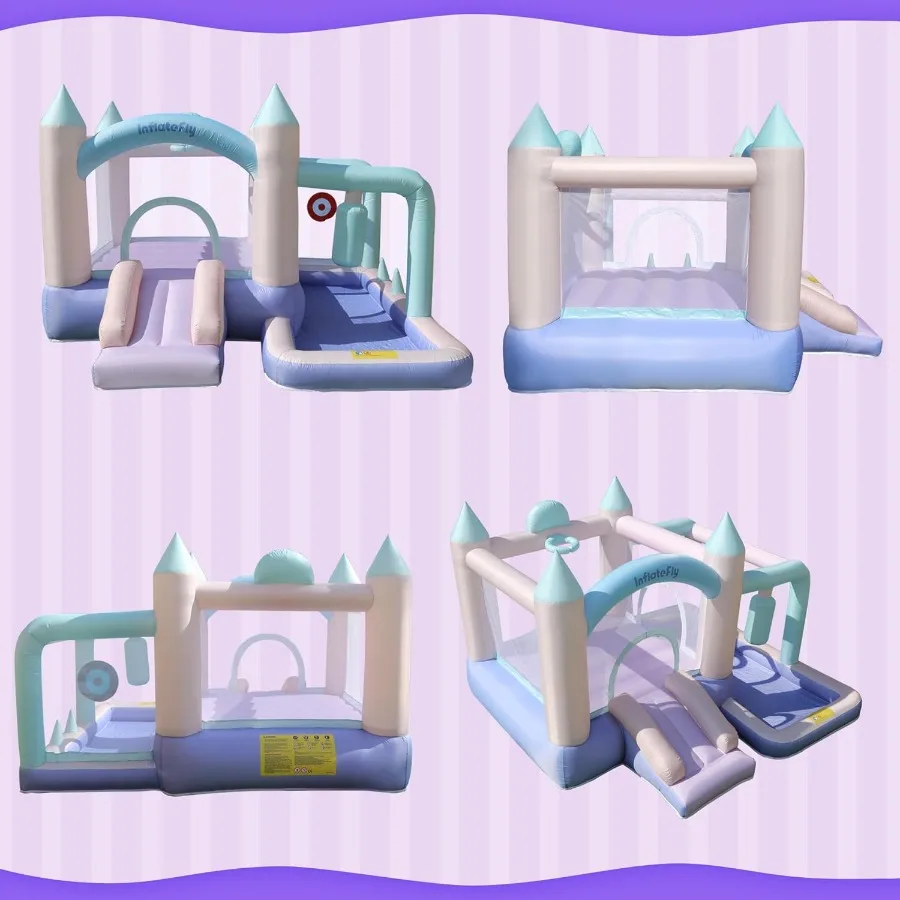 Casa de rebote inflable, castillo hinchable con soplador, aro de baloncesto, anillo de lanzamiento, juego de objetivo para fiesta, exterior y interior