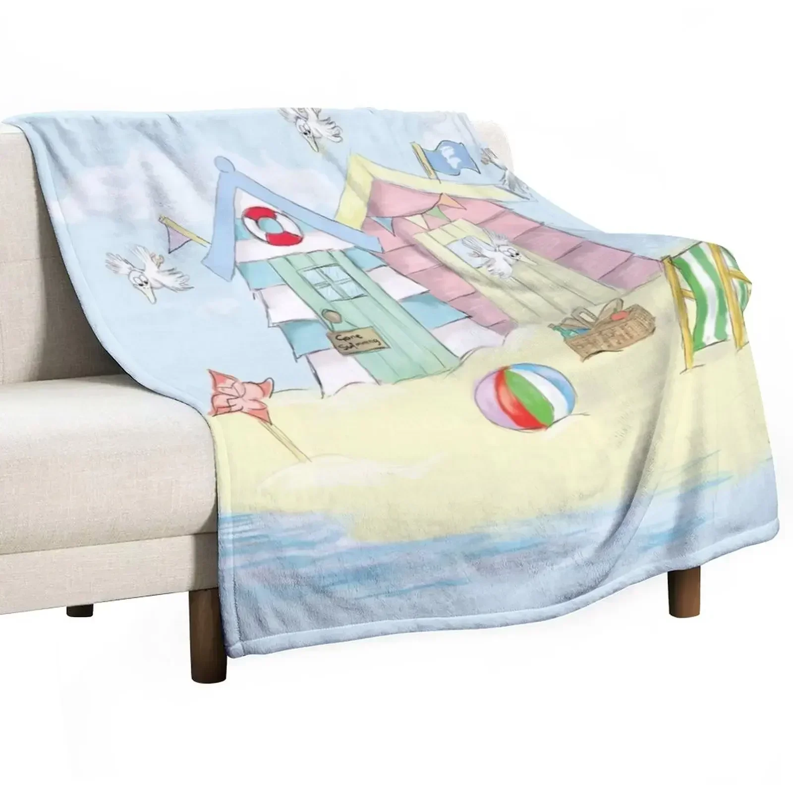 

Beach Huts - Gone Swimming Throw Blanket Kid'S for winter valentine gift ideas Beach Blankets