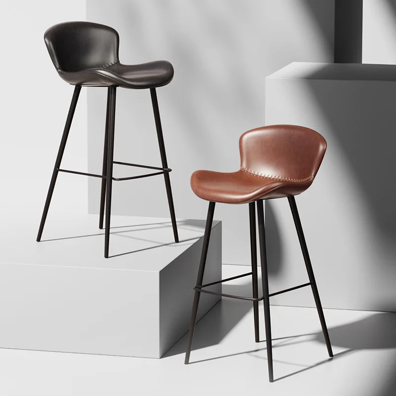 

Leather Bedroom Bar Stools With Back Restaurant Counter Office Hairdressing Bar Chairs Modern Make Up Banqueta Unique Furniture