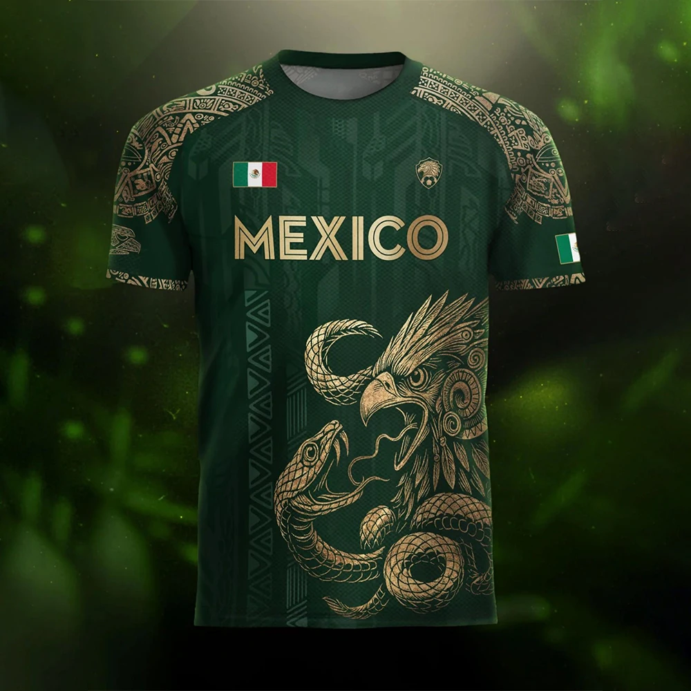 Camisa de Futebol do México para Homens, Mulheres e Jovens, Respirável, Casual, de Secagem Rápida, para Jogo e Treino
