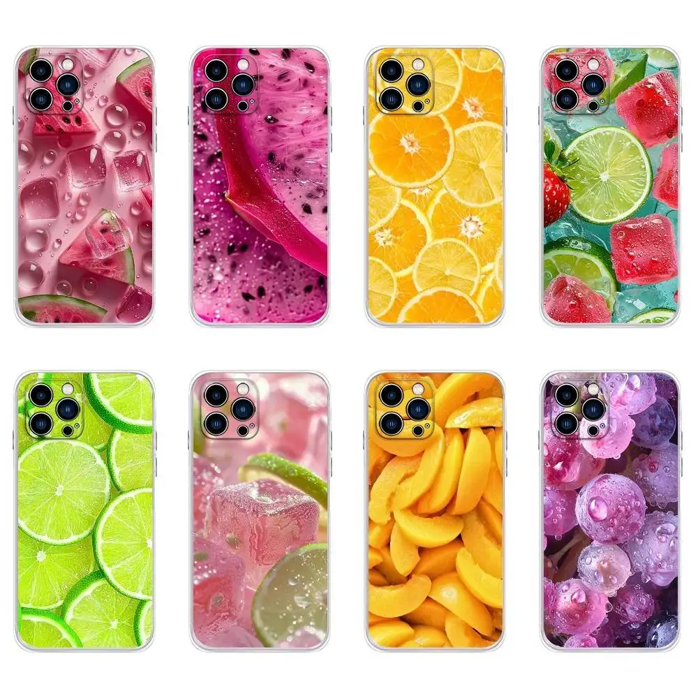 

Summer Colorful Fruit Feast t Phone Case For iPhone 16,15,14,13,12,11 Plus,Pro,Max,XR,XS,Plus,E,Mini Transparent Soft Cover