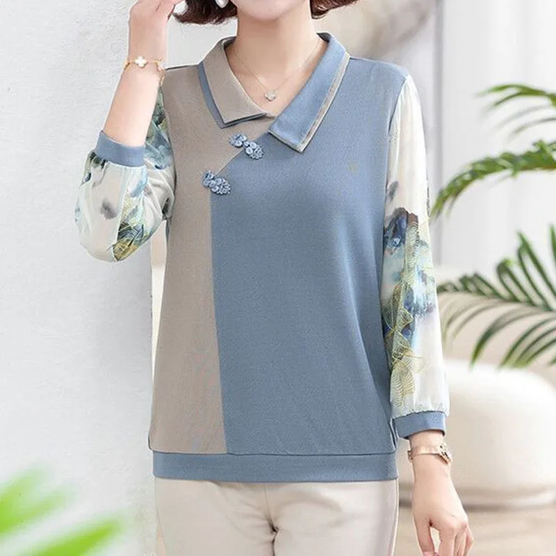 تي شيرت نسائي مزين بمزاج ، قمم مطبوعة أنيقة ، ملابس نسائية بأكمام طويلة ، الربيع والخريف #5