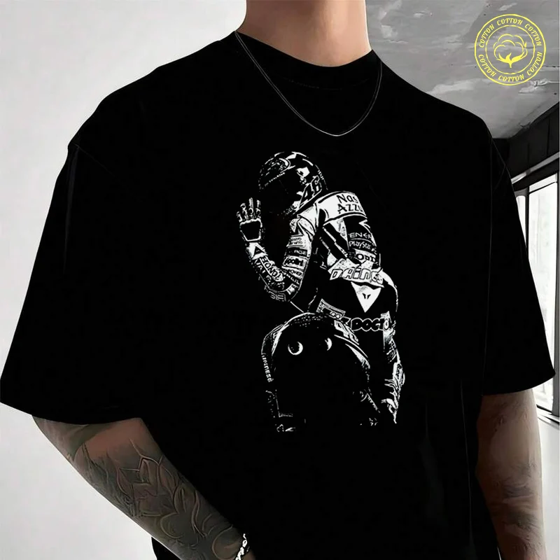 

Number 46 - Retro Motorcycle Design Men's Cotton T-Shirt Moto New Casual O-neck Short Sleeve Summer Streetwear Tees