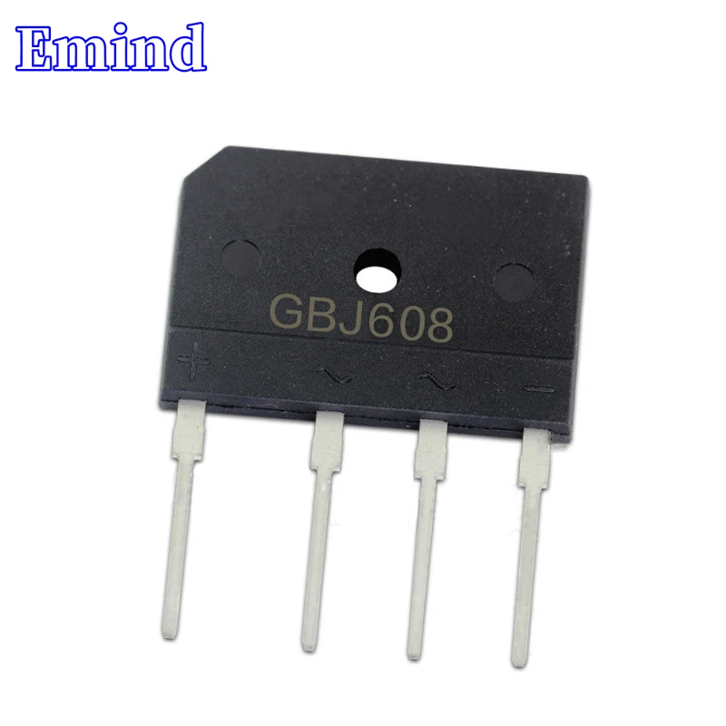 5Pcs GBJ608 Bridge Rectifier 6A/800V GBJ6K Bridge Stack Can Cut GBJ Footprint Flat Bridge