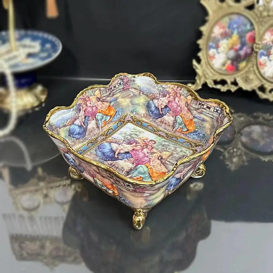 

Ceramic four-legged dried fruit plate candy box creative living room coffee table ornament