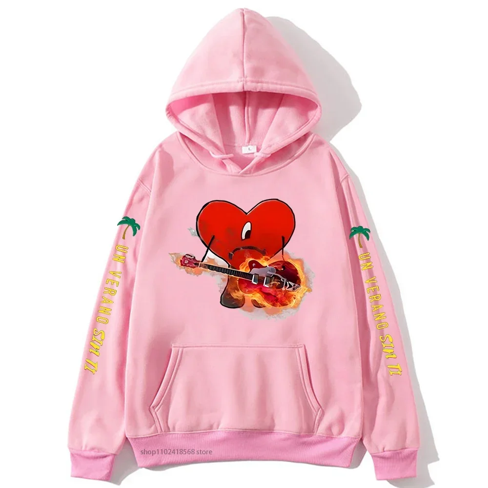 باد باني هوديس UN VERANO SIN TI بلوزات جرافيك ألبوم موسيقى طباعة Pollvers للجنسين الرجال/النساء الهيب هوب الشارع الشهير المتضخم