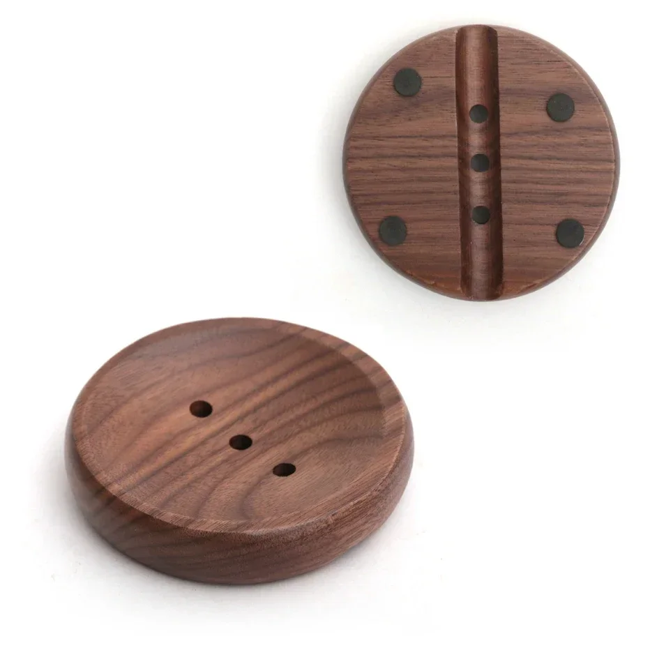 Bathroom Soap Box Walnut Wooden Log Holder Handmade Soap Dish Mildew Drain Tray Bath Shower Soap Organizer