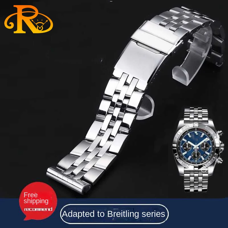 Męski pasek do zegarka ze stali nierdzewnej dla Breitling Avengers Super Ocean Series stalowy pasek 22 24mm akcesoria do paska do zegarka
