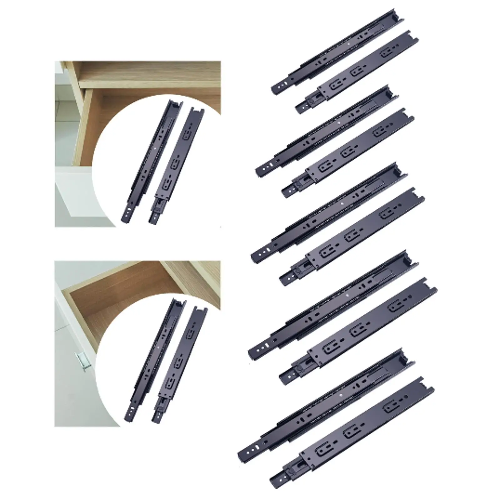 Cabinet Drawer Slides Mute Heavy Duty Accessory Replace Sturdy Ball Bearing