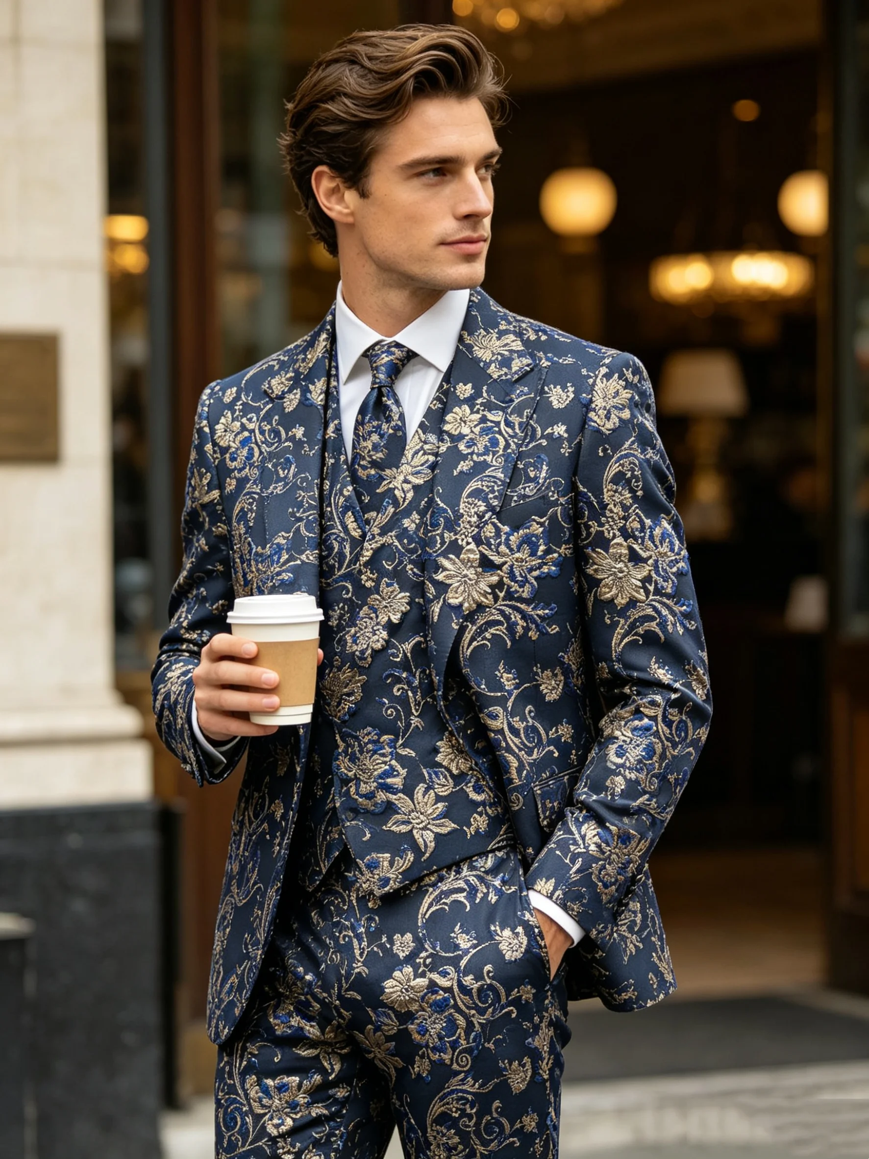 بدلة رجالية زرقاء داكنة من الج - مراجعة Men Formal Wear Blue وسعره