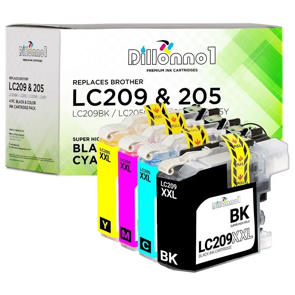 (4) LC209 LC205 XL Compatible Ink Cartridges For Brother MFC-J5520DW