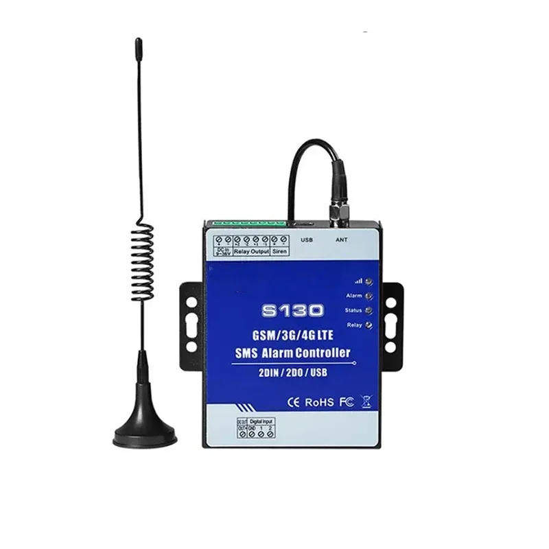 Support Android IOS APP S130 2G Cellular 4G GSM Relay Switch 2 Relay Outputs 2 Digital Inputs SMS Alarm Controller