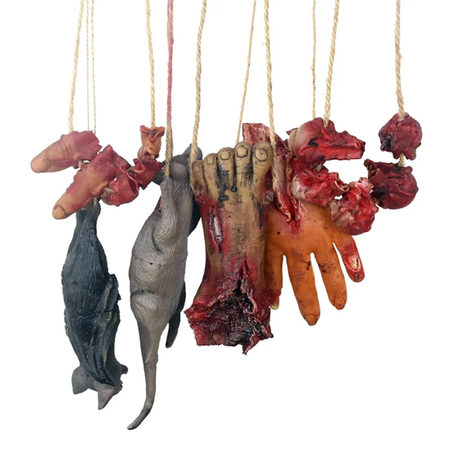 1 Stück Halloween-Horror-Hängedekoration, Künstliche Tote Maus, Fledermaus, Blutige Hände & Füße, DIY-Dekoration für Geisterhäuser, Gruselige Party-Artikel – Detail 6