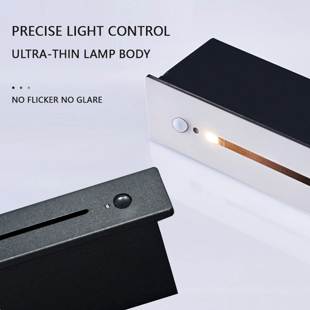 Embedded LED Waterproof Sensor Foot Light Villa Steps Stairs Gray White Black