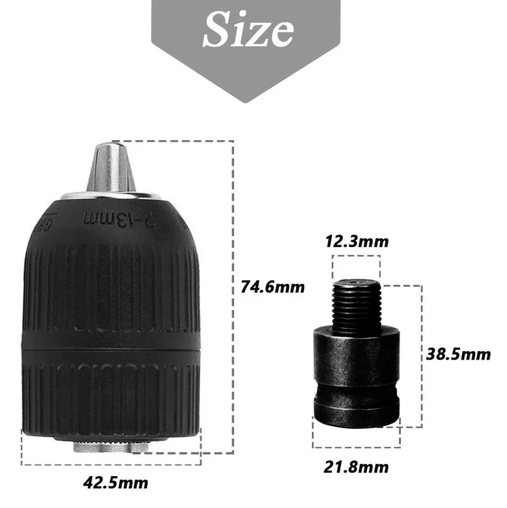 Drill Chuck With 1/2inch Chuck Socket Square Female Adapter,1/2-20UNF Quick Grip Keyless Chuck 2mm~13mm(0.08"~0.51") Clamp Range