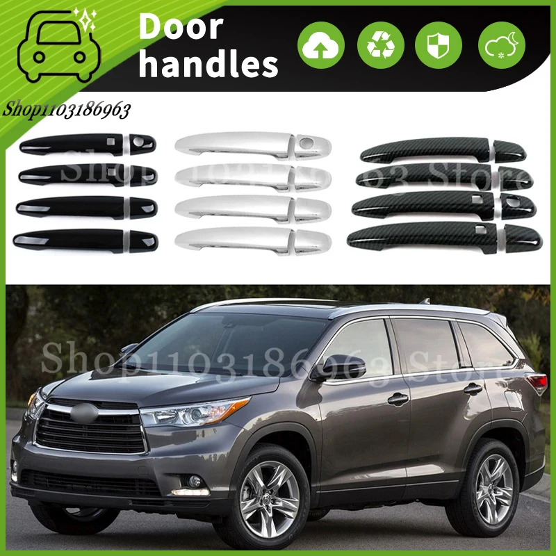 

For Toyota Highlander 2008-2013 Gloss Black Chrome Car Door Handle Cover Trim Styling Accessories Car Stickers Auto Accessories