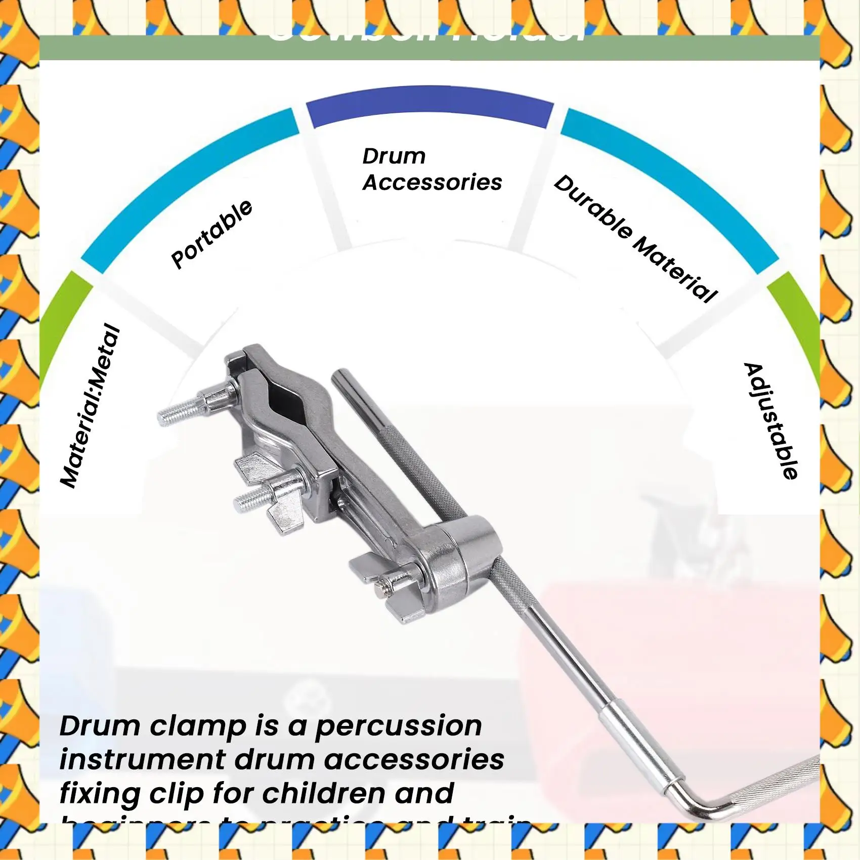 

ABYB Drum Extension Clip Quick Release Mounting Accessories Universal Support Stand Cowbell Mount Bracket Drum Clamp