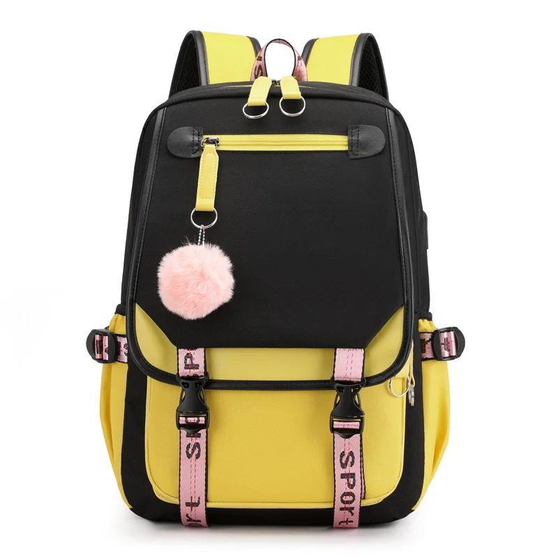 School Backpacks for Teenager Girls Bagpack College Students School Bags Harajuku Fashion Travel Rucksack Black Pink Backpack