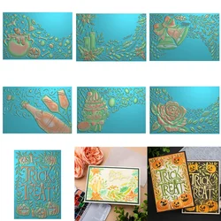 Vintage Halloween Swirling Florals Holly and Candles 3D Embossing Folder for DIY Scrapbook Adding Texture Paper Christmas Crafts