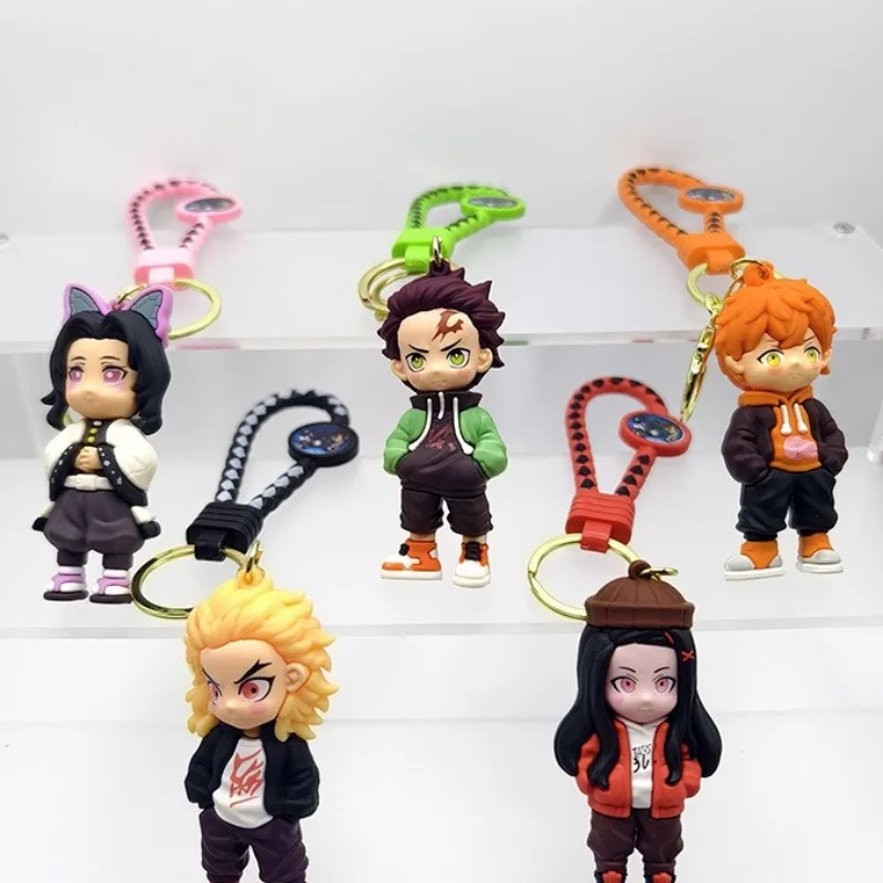

New Style Anime Demon Slayer Keychain Cute Creative Cartoon Couple Bag Car Keyring Pendant Small Gifts Decorative Gifts