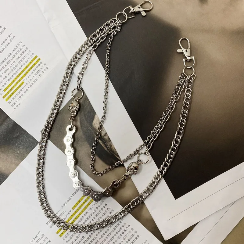 Punk Waist Chain Belt Silver Trousers Chain for Men Man Jeans Belt Chain for Pants Cool Metal Rock Hiphop Summer Jewelry