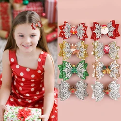 1/4pcs Christmas Hair Bows Hair Clip For Cute Girls Kids Hairpin Barrettes Headwear Children Christmas Party Hair Accessories