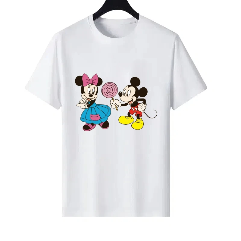 

Disney Mickey Mouse Pattern Woman Fashion Cartoon Loose Tops Ladies Cheap Round Neck Couple Short Sleeves T-Shirt Sweatshirts
