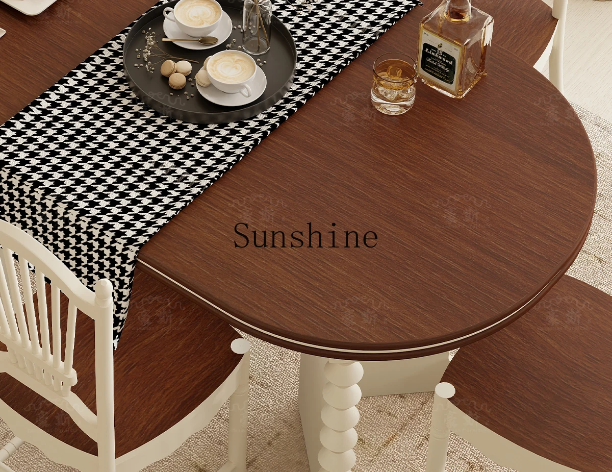 Niche retro solid wood oval 1.8 meters dining table and chair combination home restaurant