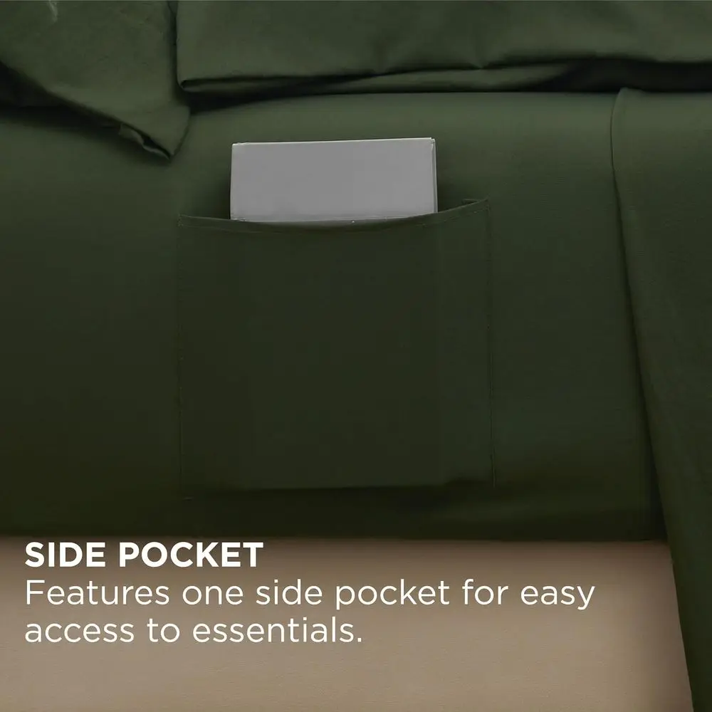 Set Sprei Queen Ultra Lembut 6 Potong, Sudah Dicuci, Cocok untuk Kasur hingga 18 inci, Bernapas & Aman, Kualitas Hotel, Hijau Zaitun