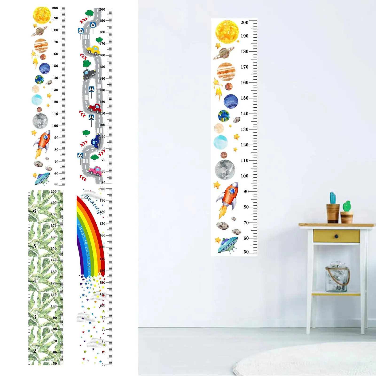 

Наклейка на стену для измерения роста для детей-забавный красочный мультяшный настенный декор для детской комнаты для мальчиков и девочек