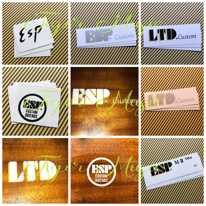 3 uds DIY E-S-P guitarras eléctricas transferencia de tobogán acuático calcomanía de guitarra cuello cabeza pegatina para cabeza calcomanía para guitarra película en forma de lágrima